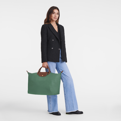 Le Pliage Original 旅行袋 L , 鼠尾草綠色 - 再生帆布