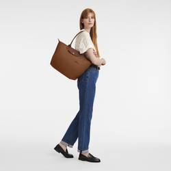 Le Pliage Green Schoudertas L , Cognac - Gerecycled canvas