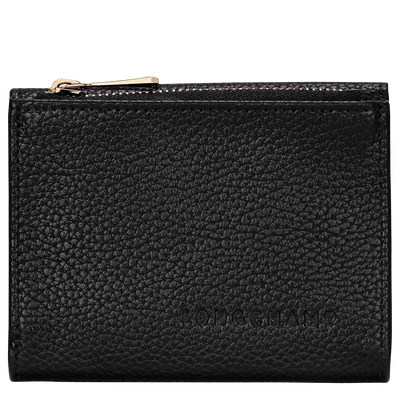 Portefeuille compact Le Foulonn&eacute; , Cuir - Noir