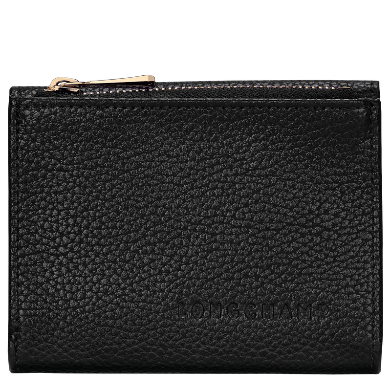 Portefeuille compact Le Foulonn&eacute; , Cuir - Noir  - Vue 1 de 3