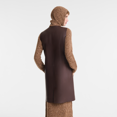 Sleeveless jacket , Ebony - Leather