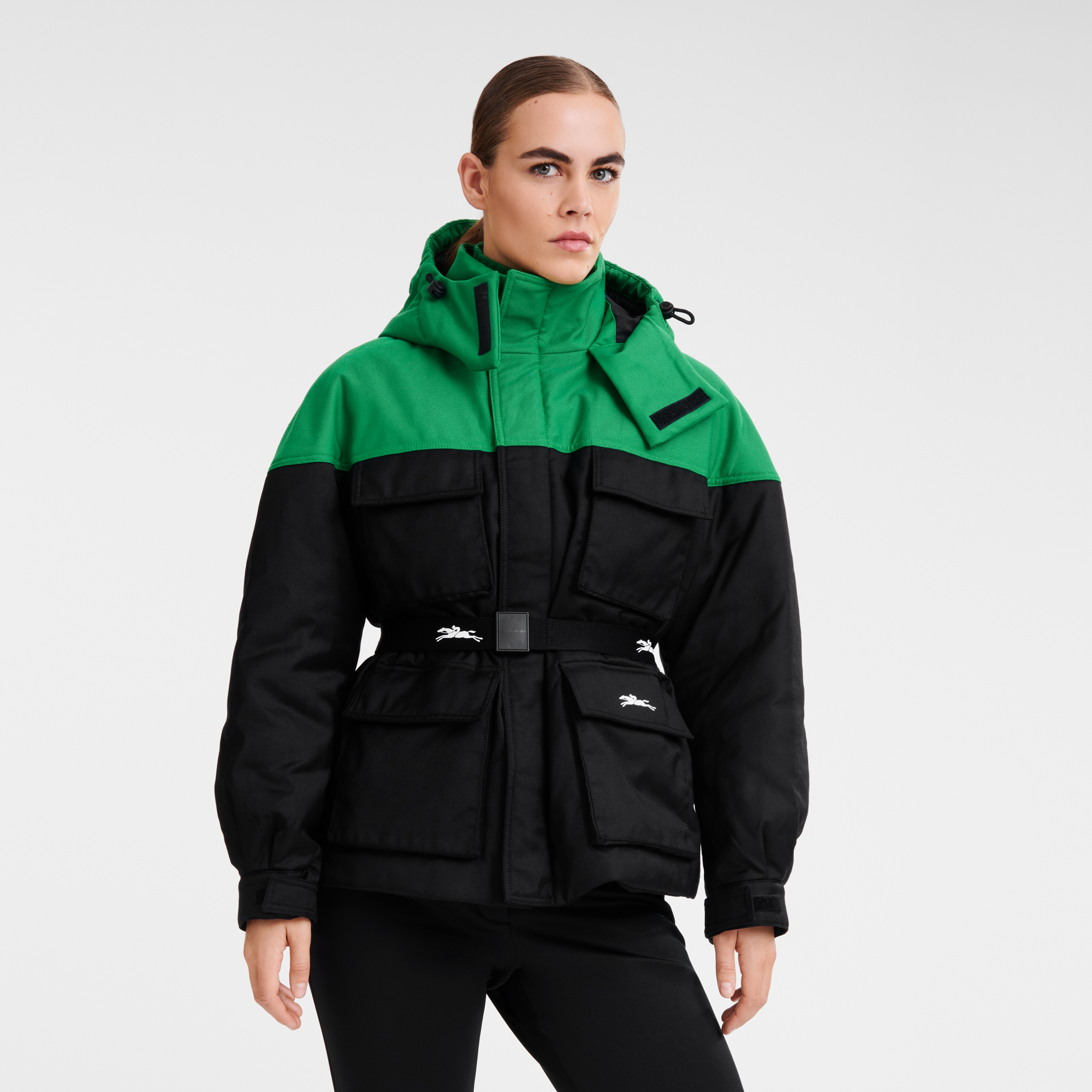 Short green parka sales