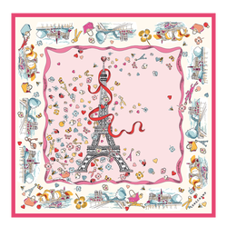 Equestrian Tower Silk scarf 50 , Marshmallow - Silk