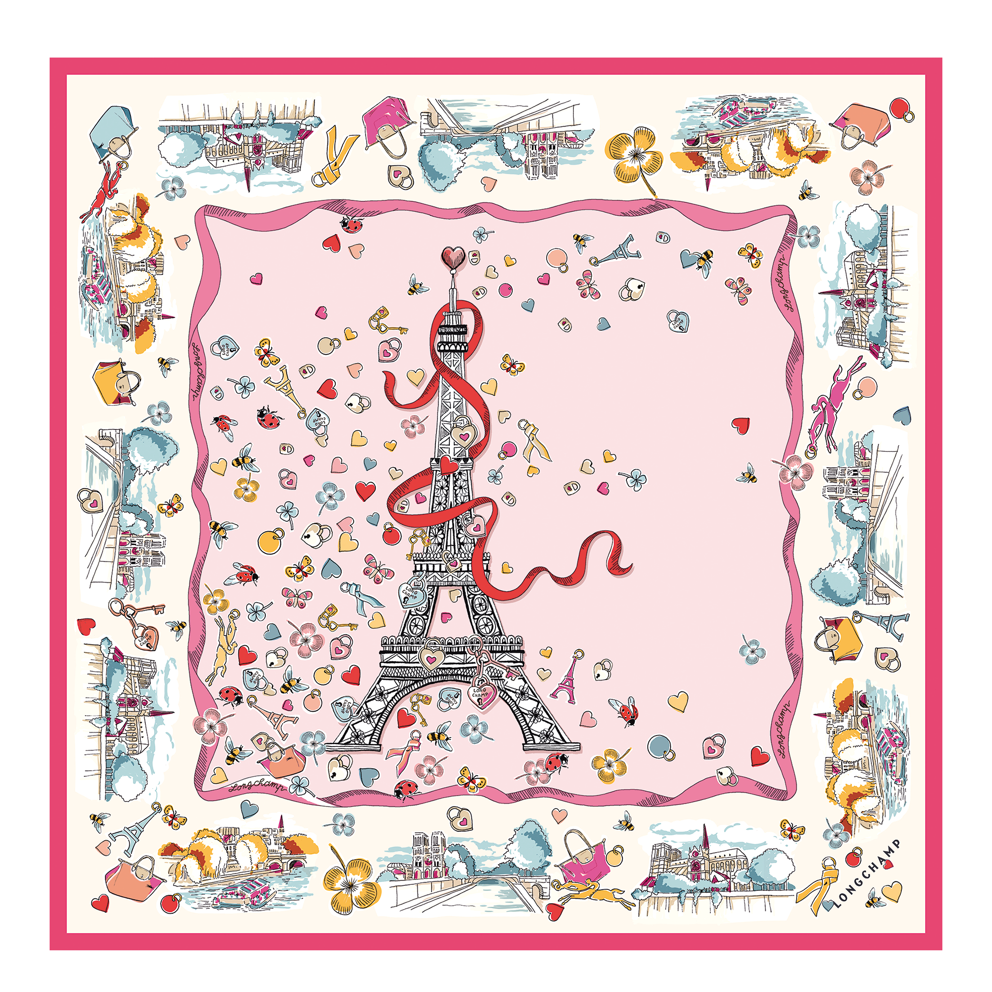 Silk scarf 50, Marshmallow - View 1 of
3 - zoom in Equestrian Tower Silk scarf 50, Marshmallow