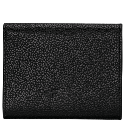 Portefeuille compact Le Foulonn&eacute; , Cuir - Noir