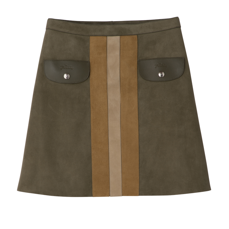 Skirt , Khaki - Leather  - View 1 of 4