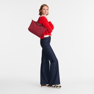 Le Pliage Green M Tote bag , Pomegranate - Recycled canvas