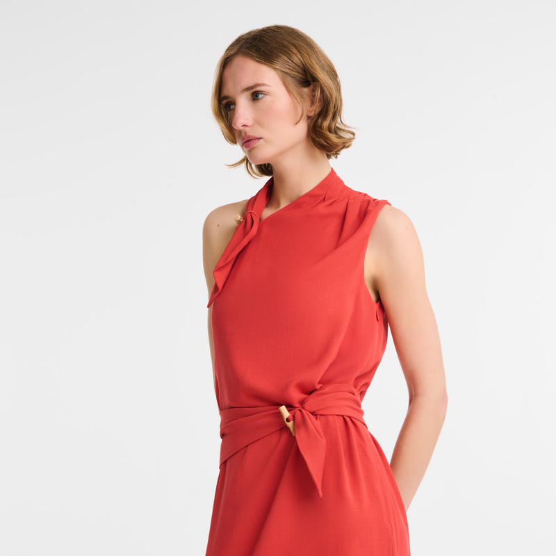 Vestido , Gabardina - Vermelho  - Vista 4 de  5