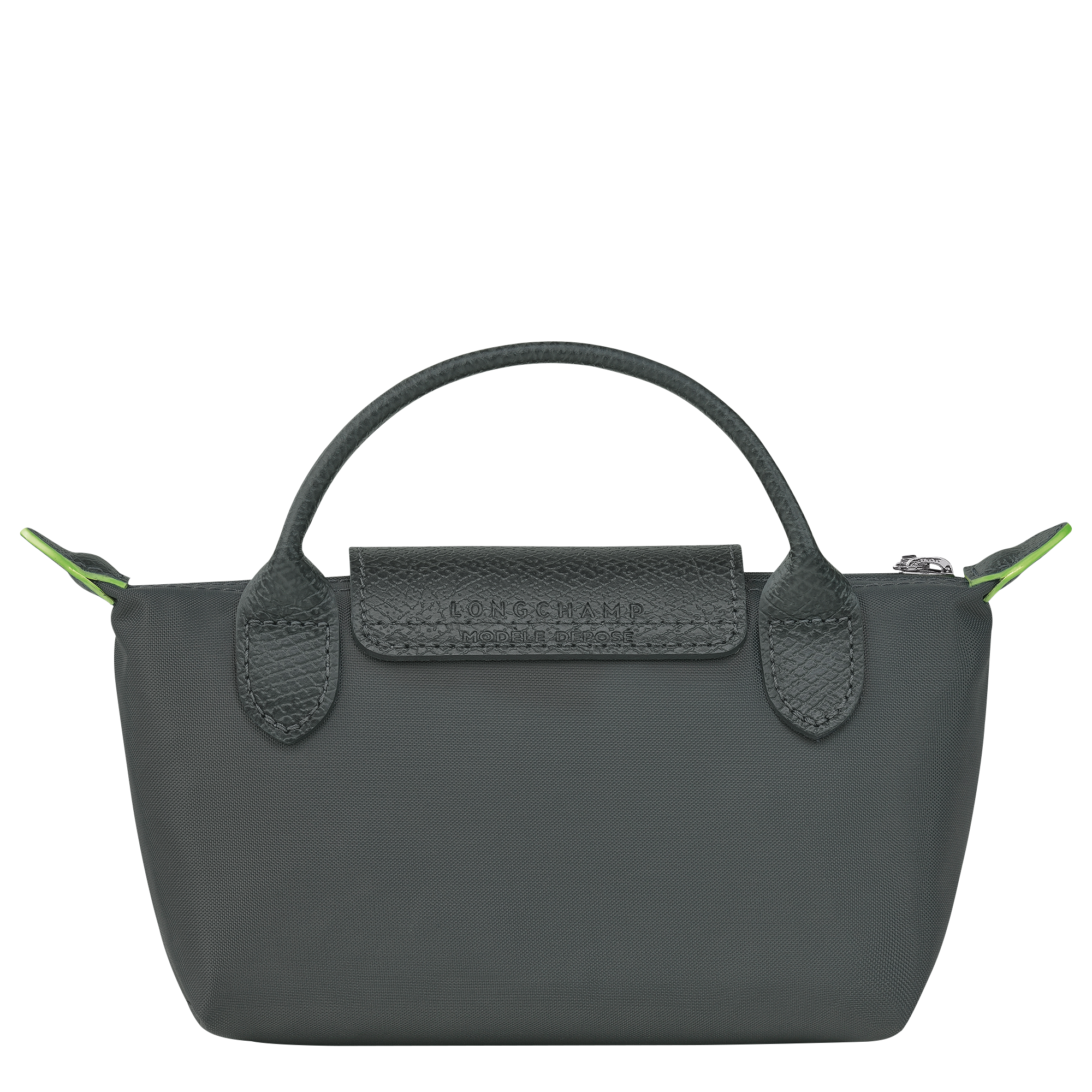 Le Pliage Green Pouch with handle, Graphite
