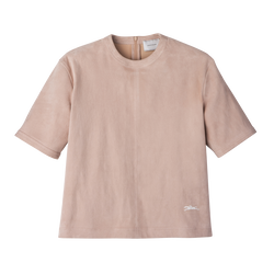 Short leather top , Pink - Leather