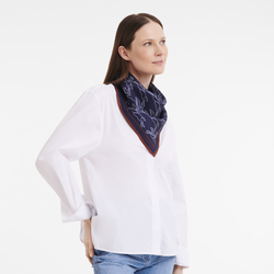 Chevaux recto verso Silk scarf 70 , Plum/Navy - Silk