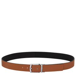 Le Foulonné Men's belt , Caramel/Black - Leather