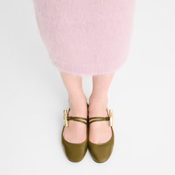 Le Roseau Ballerinas , Olive - Leather