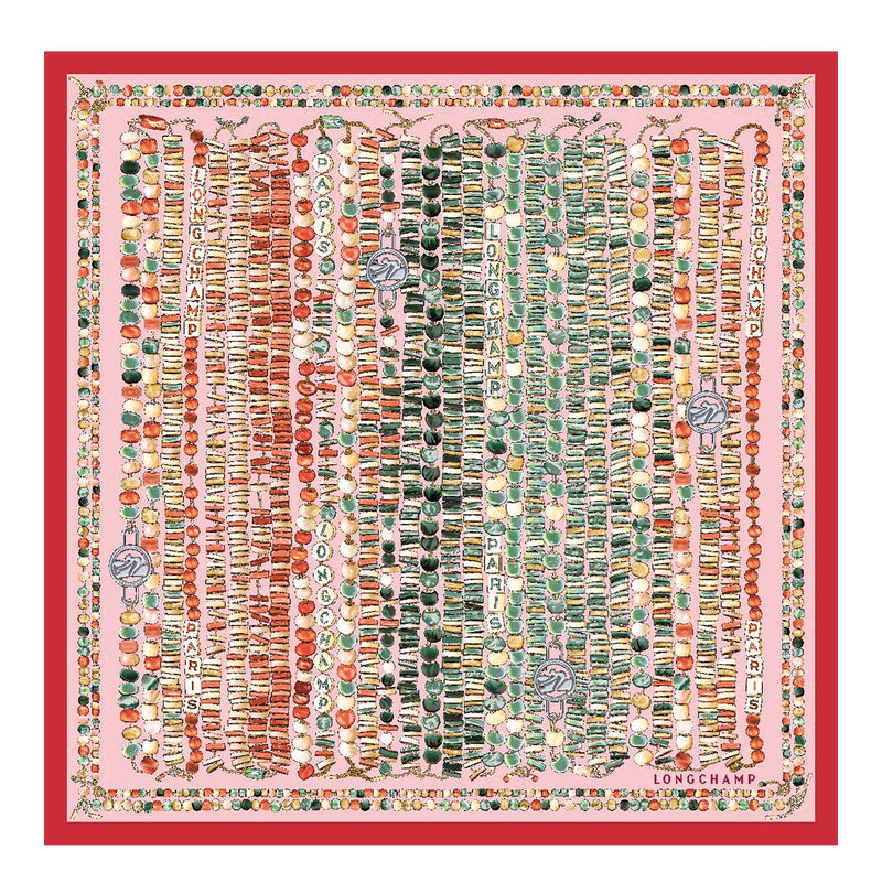 Pearl necklace Silk scarf 50 , Tomato - Silk  - View 1 of  2