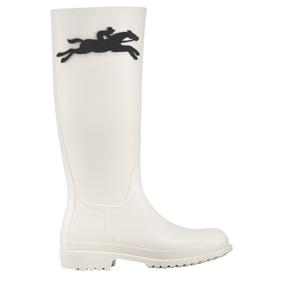Bottes plates Cheval Longchamp , PVC - Ivoire
