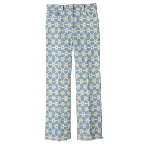 Embroidered denim trousers , Sky Blue - Denim - View 1 of  3