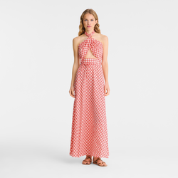 Long dress , Blush - Vichy jacquard