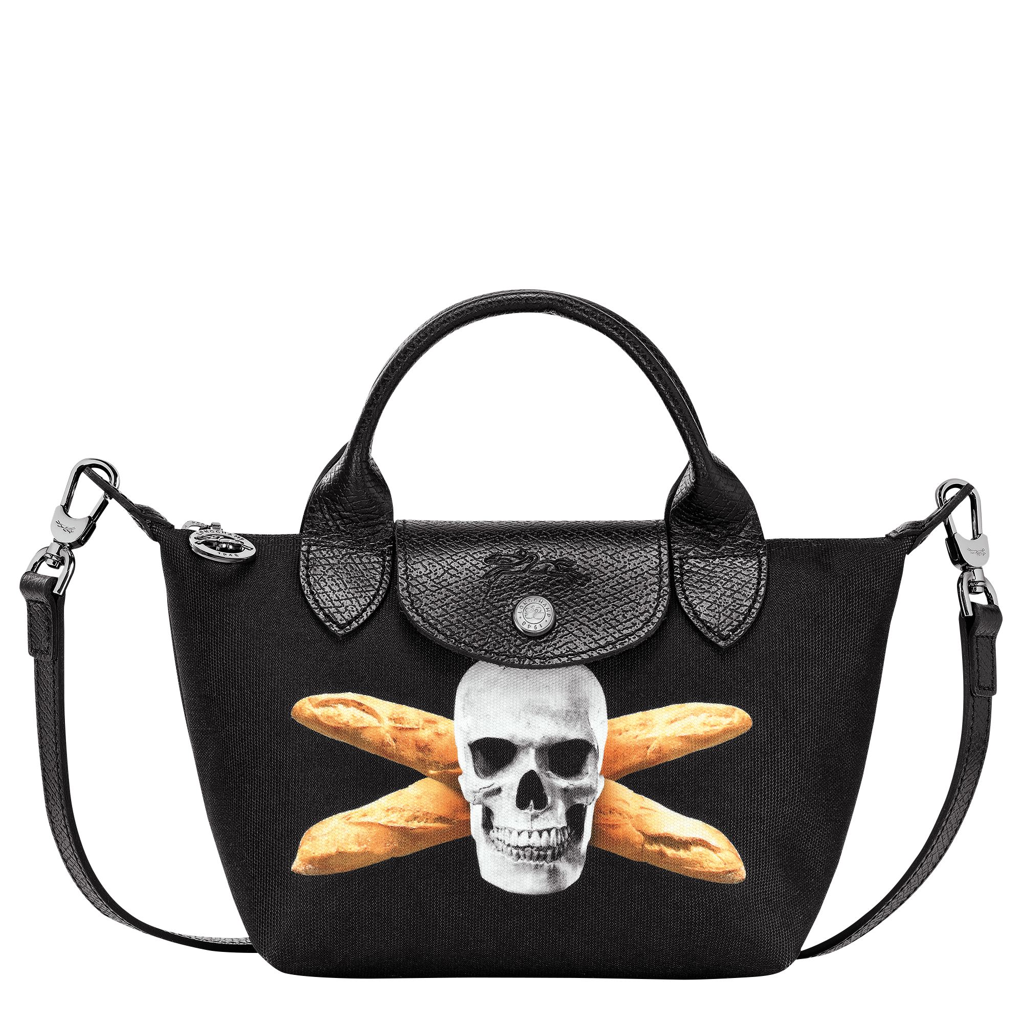 Longchamp x ToiletPaper Handtasche XS, Schwarz