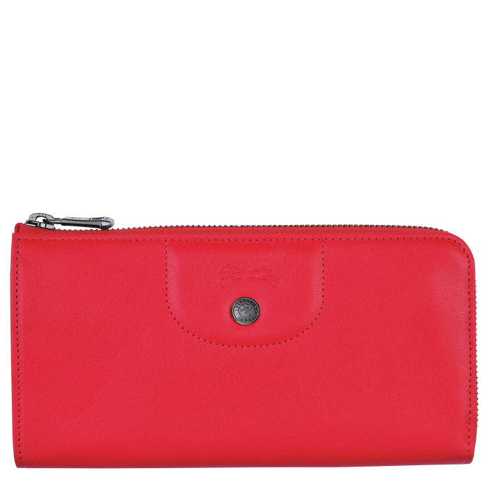 Le Pliage Cuir Lange Brieftasche mit Rundum-Reißverschluss, Rot Kiss