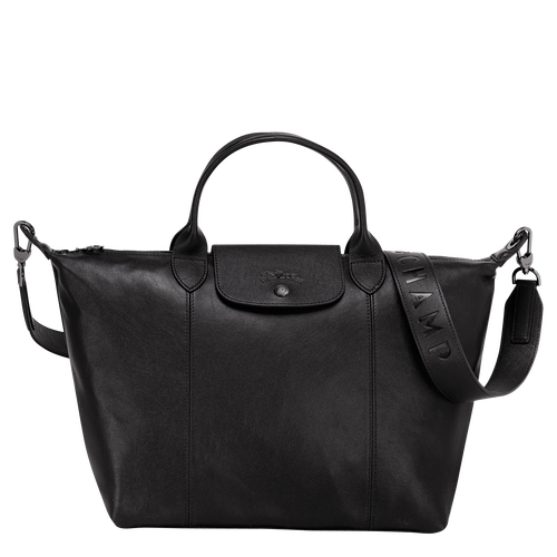 Le Pliage Cuir Top handle bag M, Black