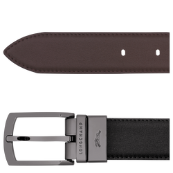 Longchamp sur Seine Men's belt , Black/Mocha - Leather