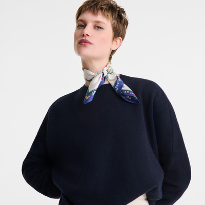 Le Jardin Fleuri Silk scarf 50 , Navy - Silk