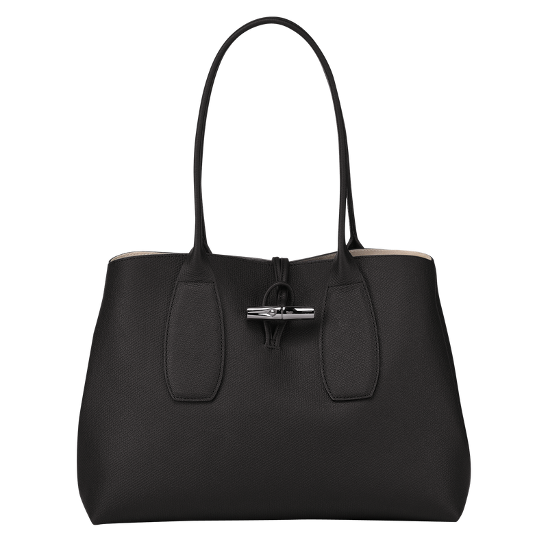 Le Roseau L Tote bag , Black - Leather  - View 1 of  6