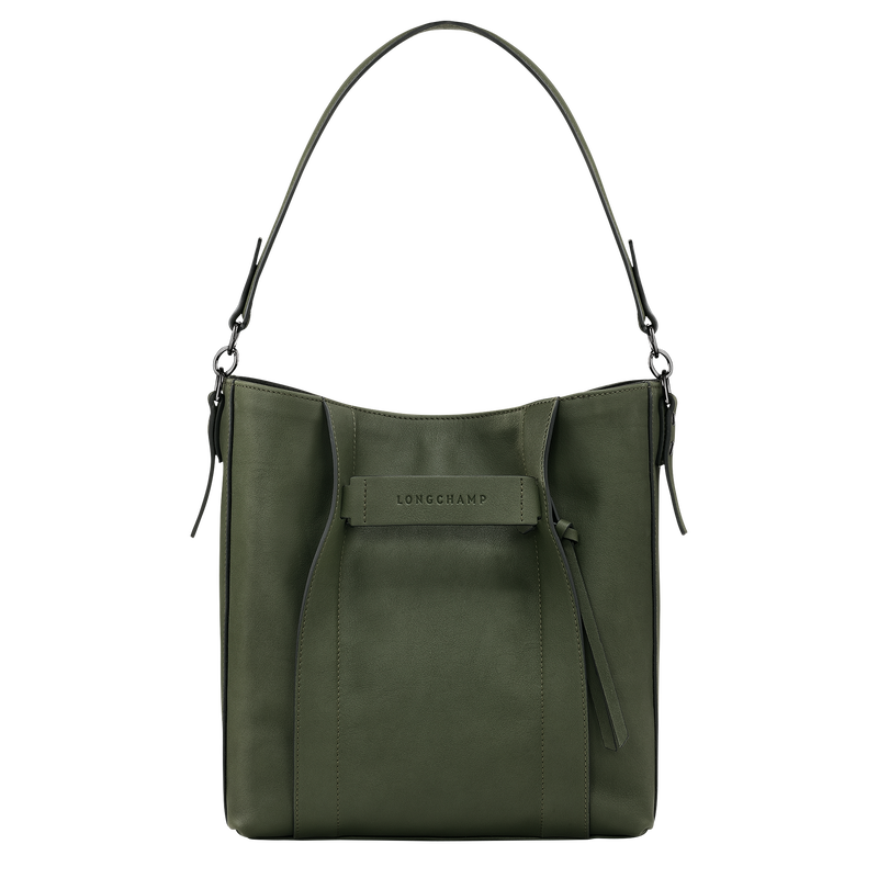 Sac porté épaule M Longchamp 3D , Cuir - Kaki  - Vue 1 de 6