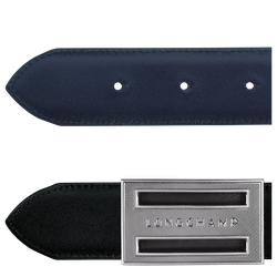 Herrengürtel Delta Box , Leder - Schwarz/Marine