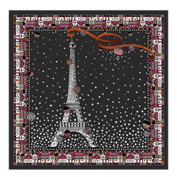 롱샴 에펠 타워 크리스마스 실크 스카프 50 , 블랙 - 실크