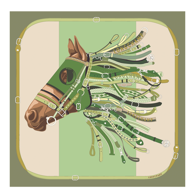 Tête de cheval Zijden sjaal 90, Artisjok