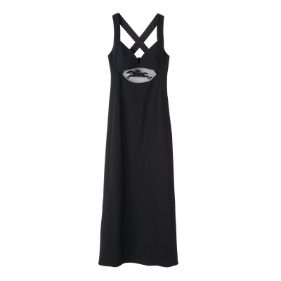 Long dress with belt patch, Black