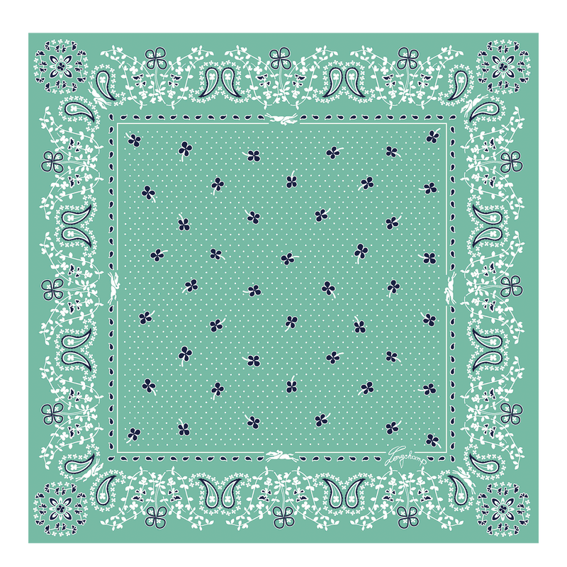 French Bandana Silk scarf 50 , Mint - Silk  - View 1 of  2