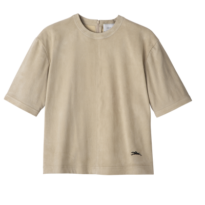 Top corto de piel , Cuero - Beige