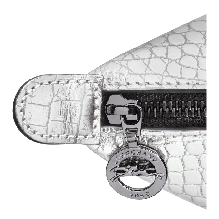 Le Pliage Cuir Croco Top handle bag XS, Silver