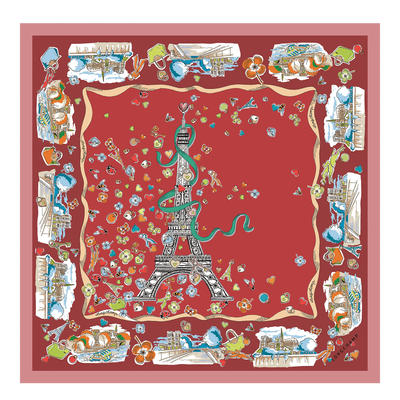 Tour Enchant&eacute;e Silk scarf 50 , Terracotta - Silk