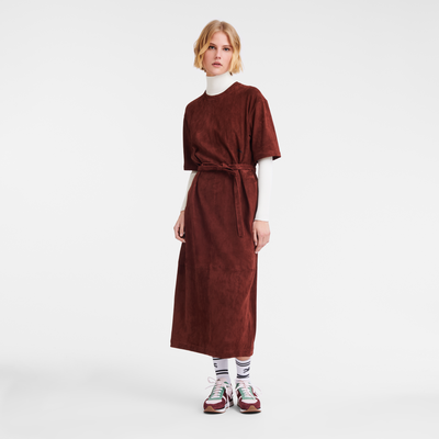 null Leather long dress, Burgundy