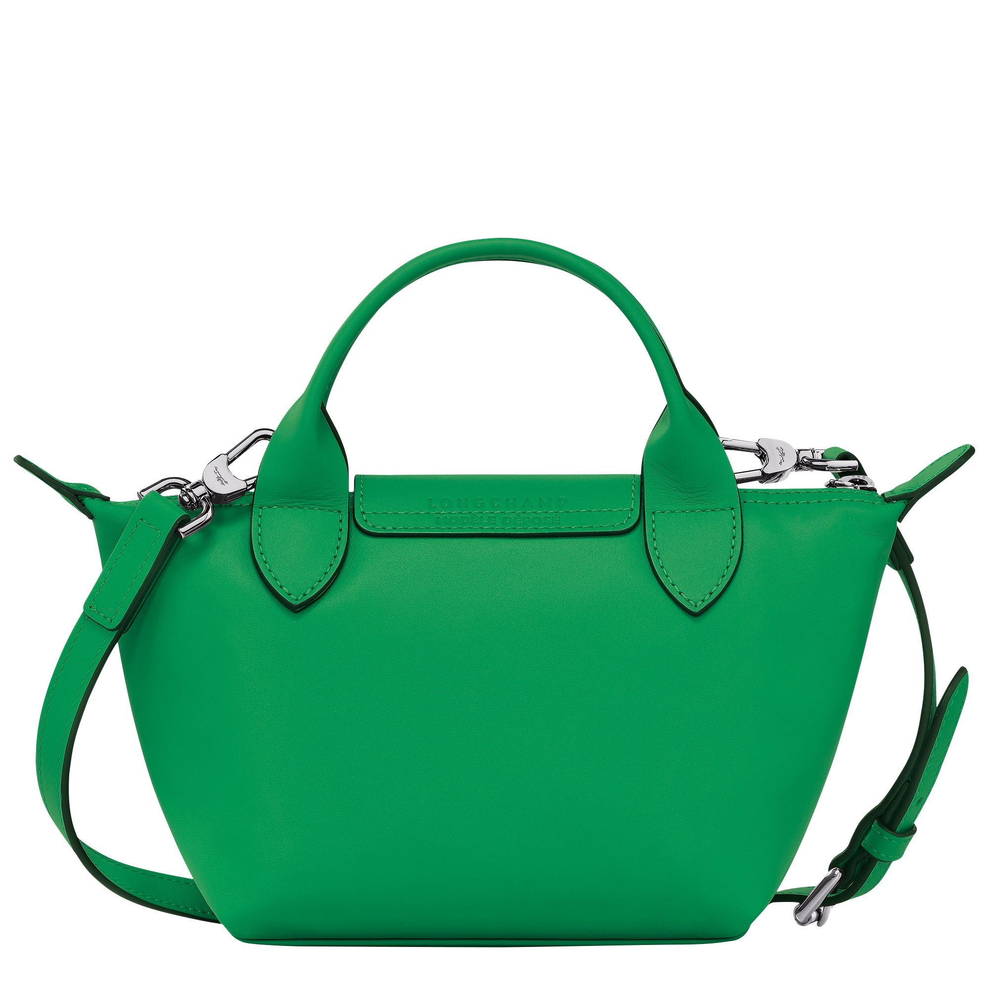 LONGCHAMP Le Pliage Cuir Leather Large Travel Crossbody Bag Green