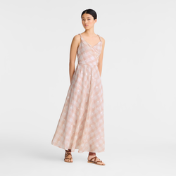 Long dress , Ballerina - Vichy jacquard embroidered