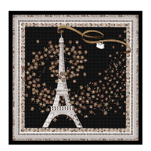 Silk Scarf, 001 Black Silk Scarf, 001 Black, hi-res
