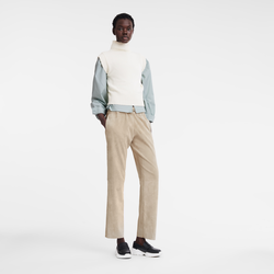 Leather straight pants , Linen - Leather