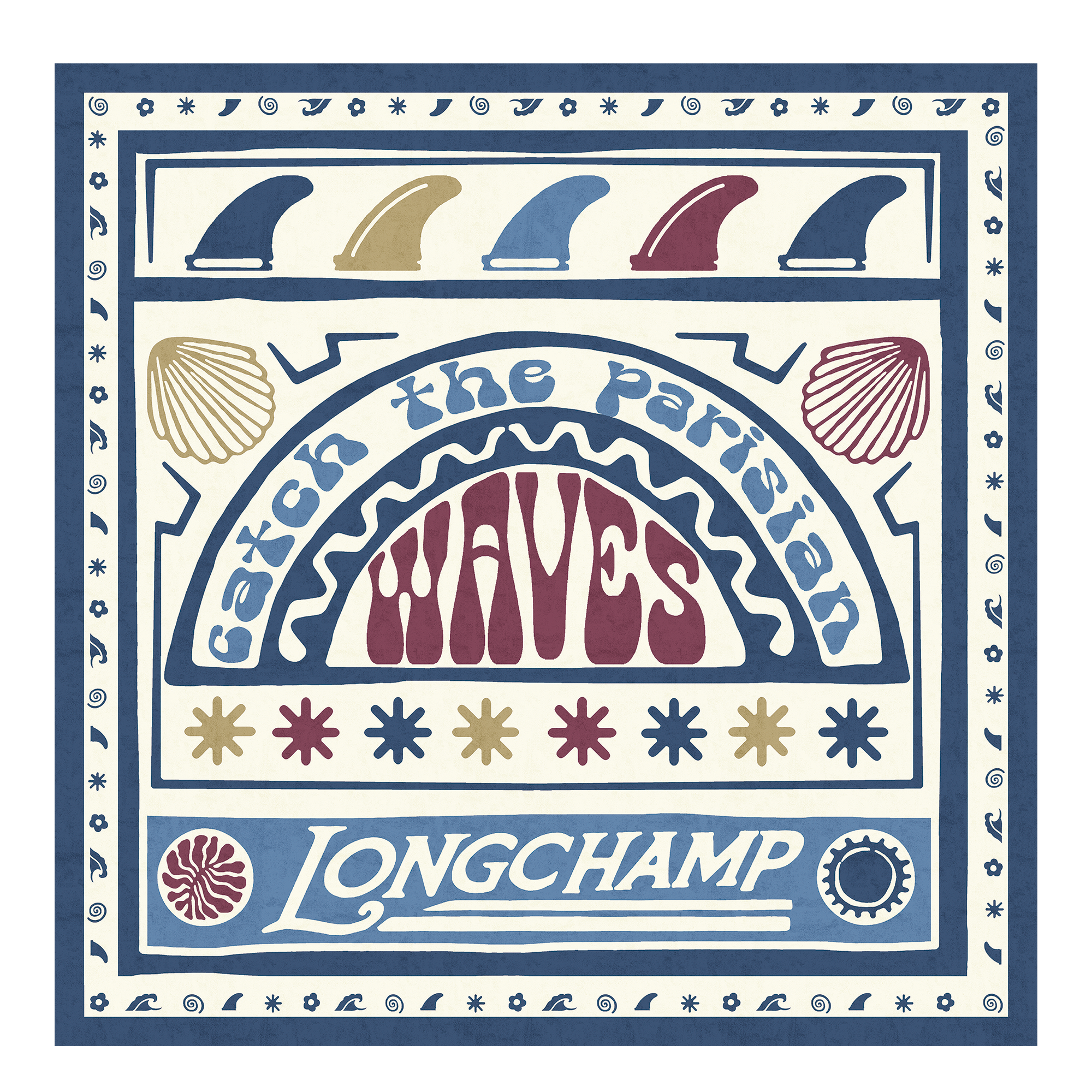 Catch The Parisian Wave Zijden sjaal 50, Bordeauxrood