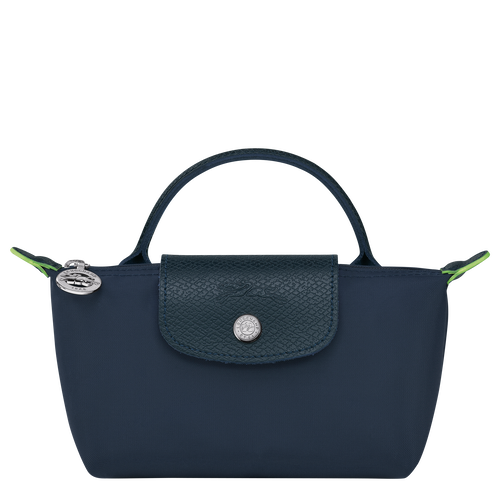 Le Pliage Green Pouch with handle, Navy