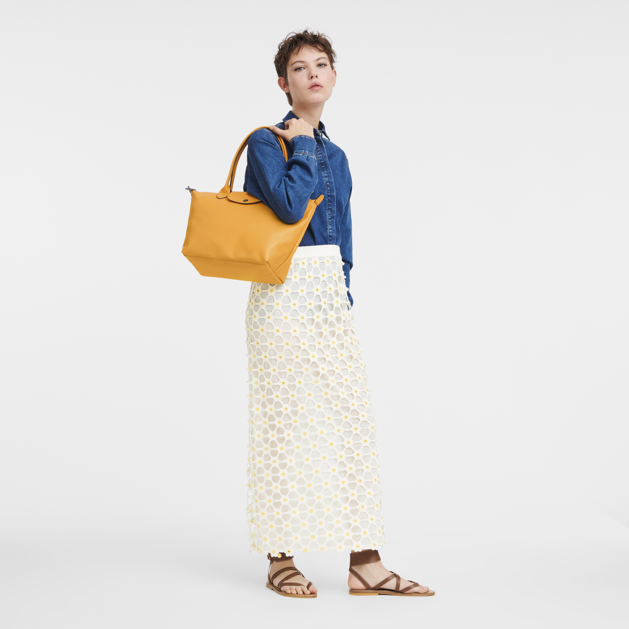 Shopper M Le Pliage Xtra Leder - Apricot | Longchamp DE