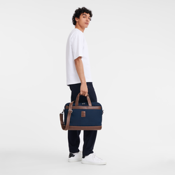 Boxford L Briefcase , Blue - Recycled canvas