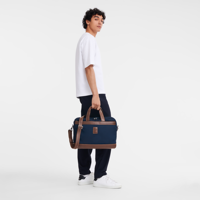 Boxford L Briefcase , Blue - Recycled canvas