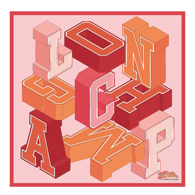 Longchamp University 絲質圍巾 70 , 草莓色 - 真絲