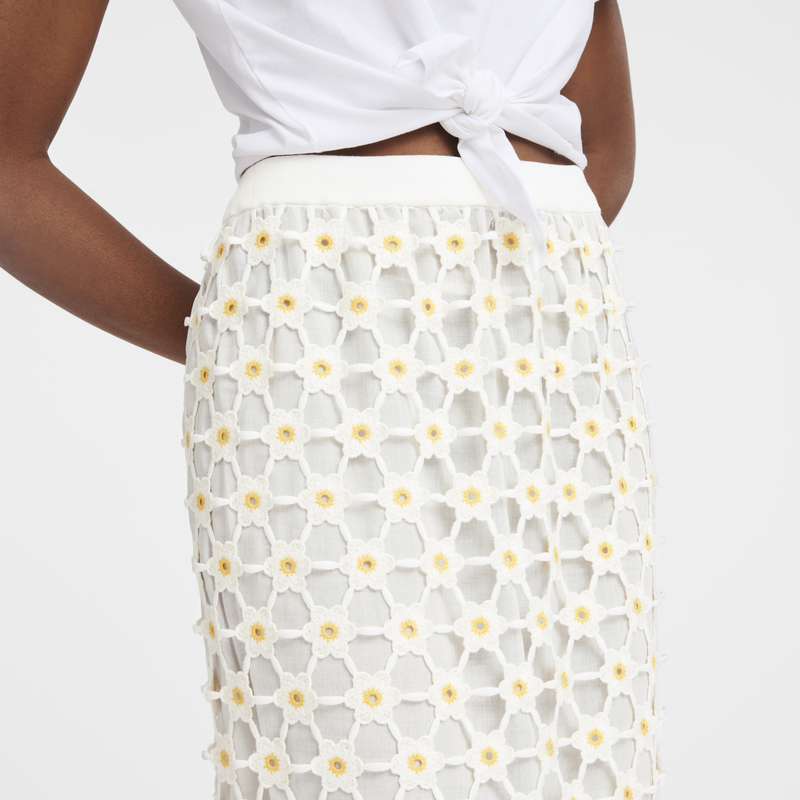 Long skirt , White - Macramé  - View 3 of  3