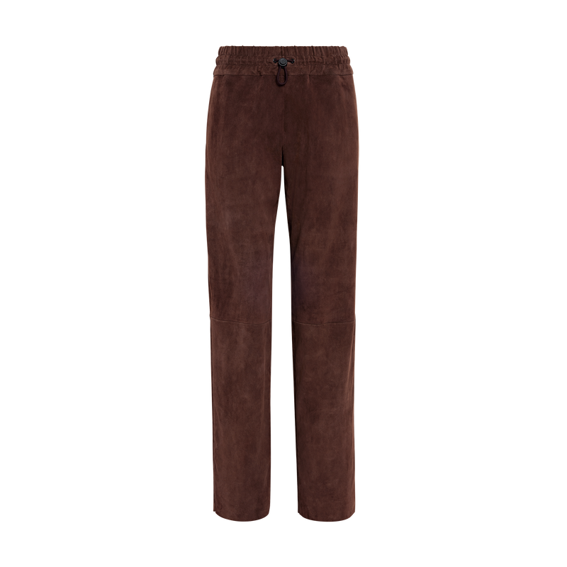 Pantaloni dritti in pelle , Pelle - Moka  - View 1 of  5