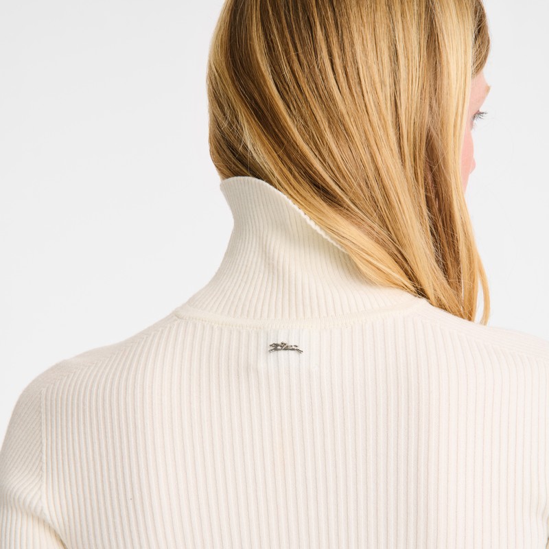 High collar fitted jumper , Ecru - Knit  - View 5 of 5